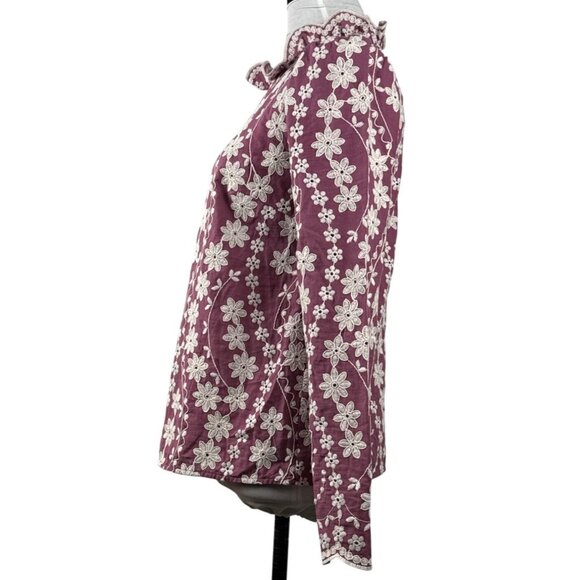 Floral Embroidered Blouse - Purple - Picture 7 of 12